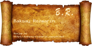Baksay Rozmarin névjegykártya